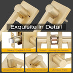 EHOMEWARE 6 Pcs Satin Brass Door Handles, Interior in Gold Finish, Passage Heavy Duty Contructions, Keyless Hallway Closet Door Knobs, Modern Door Levers