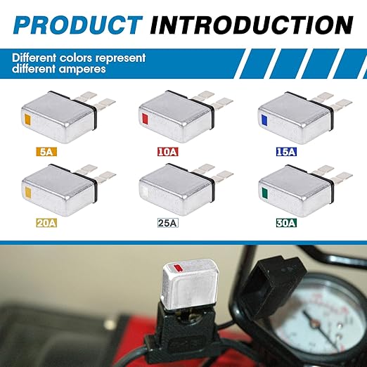 GLOSO E311 UCB Automotive Circuit Breaker, Type 1, Snap Off 3 Sections ATC Balde Terminal（25A,5 Pack）