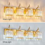 Crystal Vanity Lights Gold 4 Light Bathroom Light Fixtures Over Mirror Modern Vanity Light for Bathroom