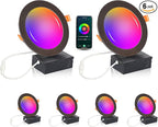 [6 Pack] CLOUDY BAY 6inch Smart WiFi LED Recessed Lights,RGB Color Changing Recessed Lighting,Compatible with Alexa and Google Home Assistant,15W 2700K-6500K,CRI90+ Wet Location,Oil Rubbed Bronze