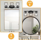 MAVCADONF 3-Lights Matte Black Cage Shade Modern Bathroom Vanity Light Fixtures Over Mirror, Bathroom Wall Lamp for Mirror, Kitchen, Bedroom