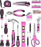 DOWELL 123-Piece Pink Home Repair Tool Kit for Women & Girls - All-in-One DIY Toolkit with Ergonomic Handles, Durable Toolbox, Non-Slip Grips | Perfect Gift for Wives, Moms, Crafters