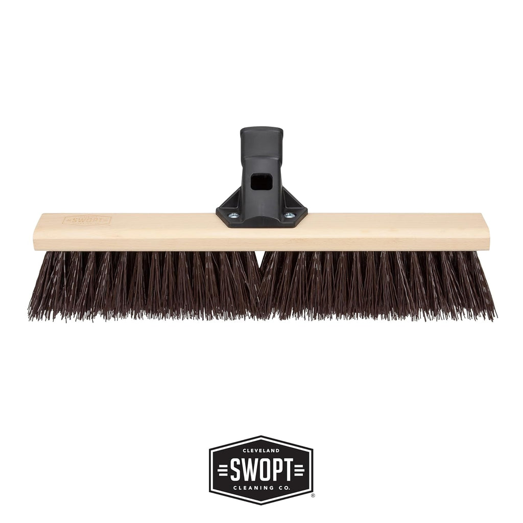 SWOPT 18" Premium Rough Surface Push Broom Head - Outdoor Broom for Driveways, Sidewalks, Patios - Interchangeable With All SWOPT Products for Efficient Cleaning & Storage