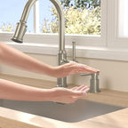 Lava Odoro Soap Dispenser for Kitchen Sink, Modern Brass Built in Countertop Pump Dispenser with 18 Oz Refillable Bottle, Kitchen Soap and Lotion Dispenser Spot-Free, Brushed Nickel, KSD-21