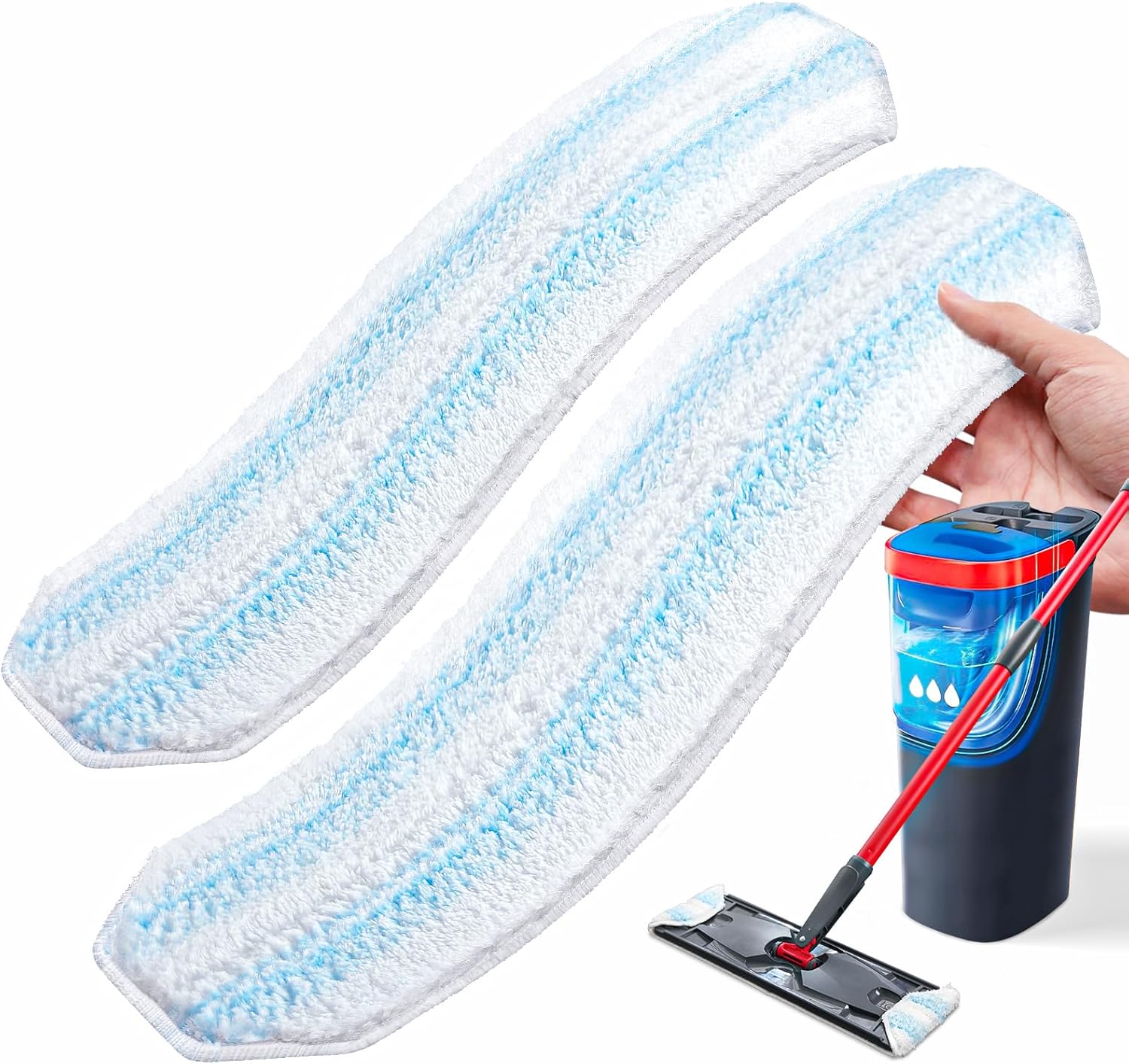 AIR U+ Mop Replacement Pads for O Cedar H2prO Flat Mop System, 2 Pack Mop Pads, Machine Washable Reusable Microfiber Mop Heads Replacements for O-Cedar H2Pro Refills Clean for All Floors Types