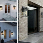 tewei Outdoor Lights for House, 11IN Black Exterior Light Fixtures Anti-Rust Waterproof Outdoor Wall Lantern, Outside Wall Sconce with Clear Glass Shade for Garage, 2 Pack