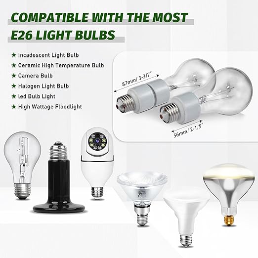 Porcelain Socket Extension Adapter - E26 to E26 Standard Medium Screw Bulb Socket Extender