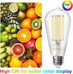 TJOY Edison Light Bulbs, 12 Pack Dimmable Vintage LED Light Bulbs, E26 Medium Base, Warm White 2700K, ST58, 6W, 800LM, 80+ CRI, Antique Decorative LED Filament, Clear Glass