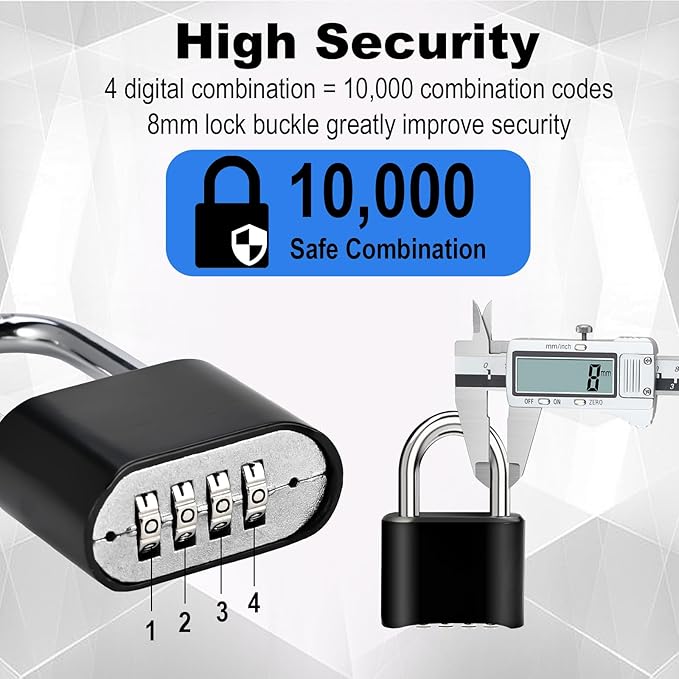 4pcs Combination Lock, 4-Digit Heavy Duty Combo Lock, Combination Padlock Outdoor Waterproof Gate Locks for Outdoor Fence, Locker, Sheds, Gym, Gate Hasps (4pcs, Short Shackle)