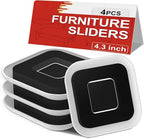 Upgrade Furniture Sliders, Furniture Sliders for Carpets, 4 PCS 4.3" Moving Pads with Anti-Slip Groove, Furniture Moving Sliders for Easy Move Bed Couch Tables Cabinet Heavy Duty, Protect Carpets