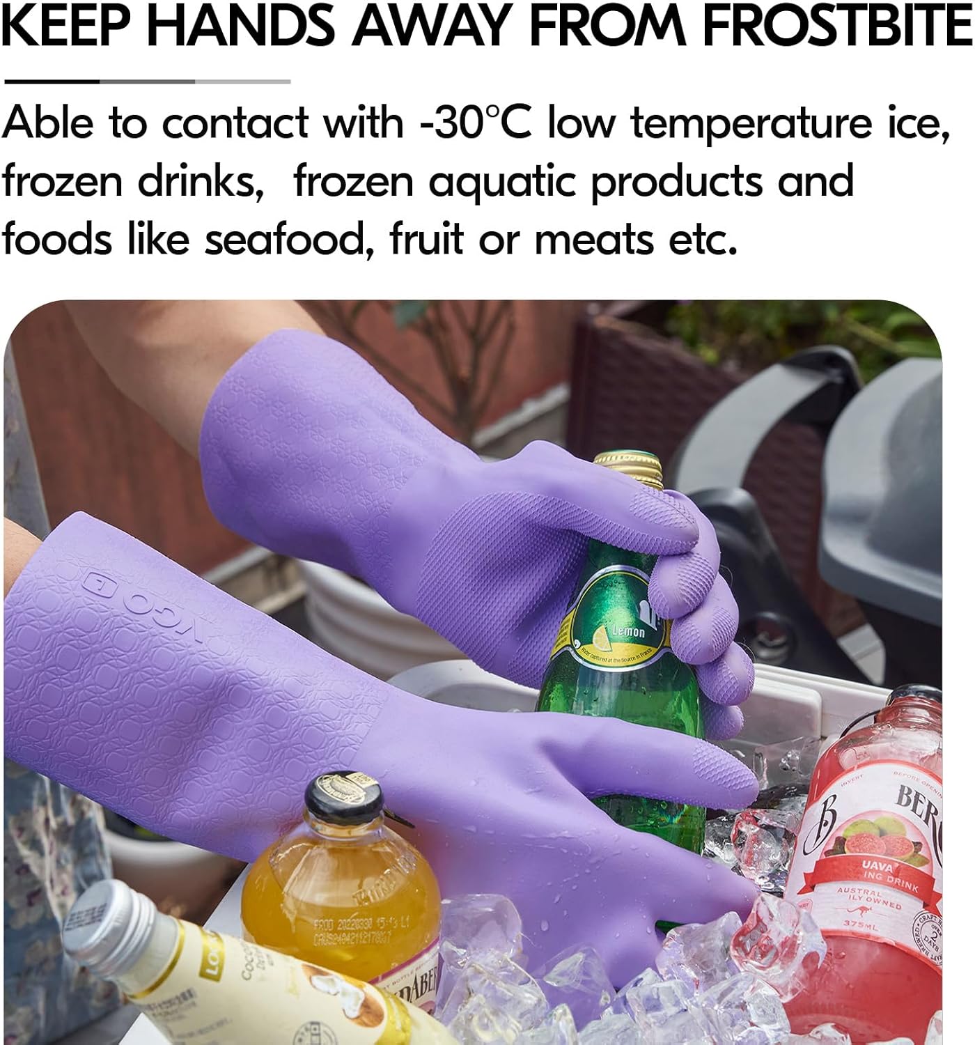 Vgo... Household Cleaning Gloves,Double-layer,Lined Dishwashing Gloves,Long Sleeves for Kitchen,Bathroom Cleaning(TP1117)