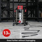 Shop-Vac 6.5 Gallon 4.0 HP Wet/Dry Vacuum with Blower Function, Stainless Steel Tank, Portable Shop Vacuum with Wheels, Includes Filters, Hose & Accessories, Ideal for Garage and Workshop