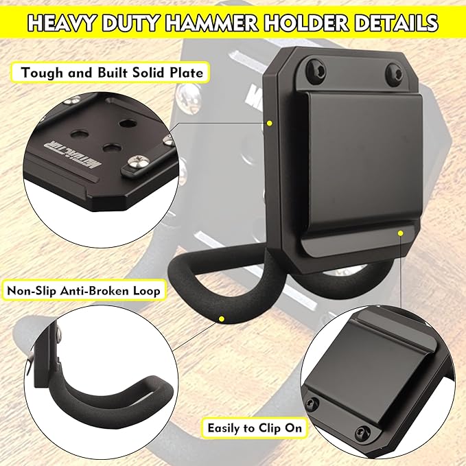 MUTUACTOR Hammer Holder for Belt Clip,Heavy Duty Tough Tool Clip for Drill Holder,1 Set Quickly Access Tool Belt Hammer Holder for Power Drill Drivers Heavy Duty Hatchet Hammers Mallets