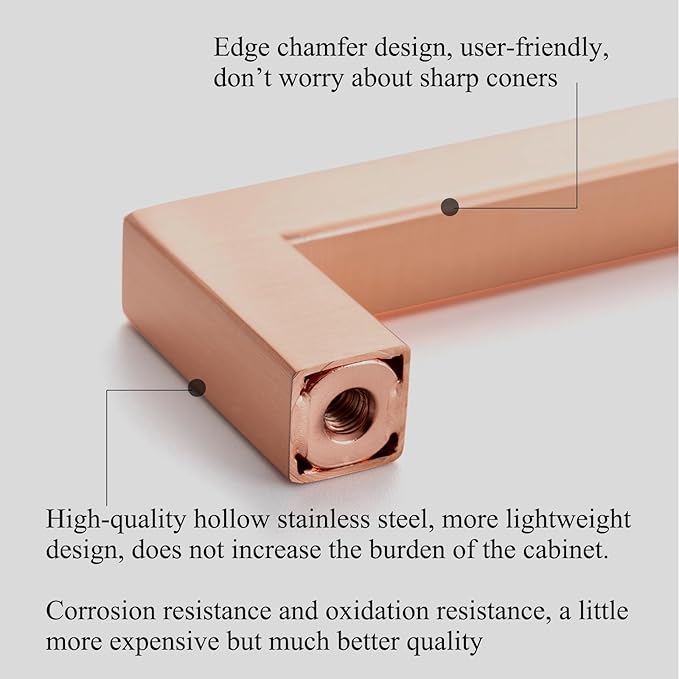 10 Pack Extra Long Cabinet Pulls 24 Inch Hole Centers(608mm),Red Copper Appliance Pulls Square Drawer Handles,Stainless Steel Furniture Hardware