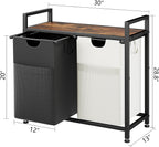 Lulive Double Laundry Hamper, Multifunctional Basket Organizer, 112L Laundry Sorter with Removable Bags and Fabric Handles, Large Top Shelf Laundry Bag for Bathroom, Dorm, Laundry Room