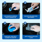 Glass Cooktop Cleaner Kit & Polish - 10 oz Stove Top Cleaner with Scrubbing Pad, Scraper & Microfiber Cloth - Removes Burnt-On Food, Tough Stains, No Scratches, Streak-Free Shine