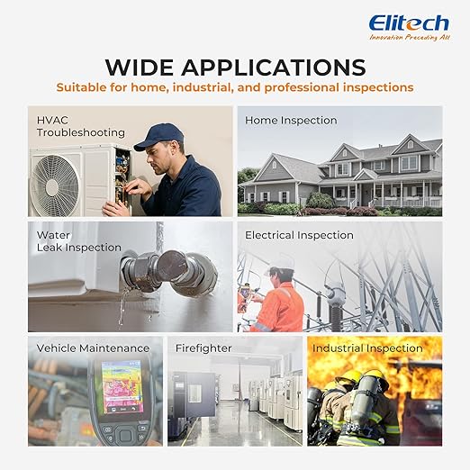 Elitech Thermal Imaging Camera – 256×192 IR High Resolution Infrared Camera, No Visual Fusion Needed, Video Recording, Emissivity & Temp Alarm Settings, for HVAC, Electrical, Home Inspection, TIC-210