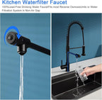 MENATT 3 Way Kitchen Faucet with Drinking Water Faucet, Dual Handles Pull Down Kitchen Faucet, 3 in 1 High Arc Water Filter Purifier Faucets, Matte Black