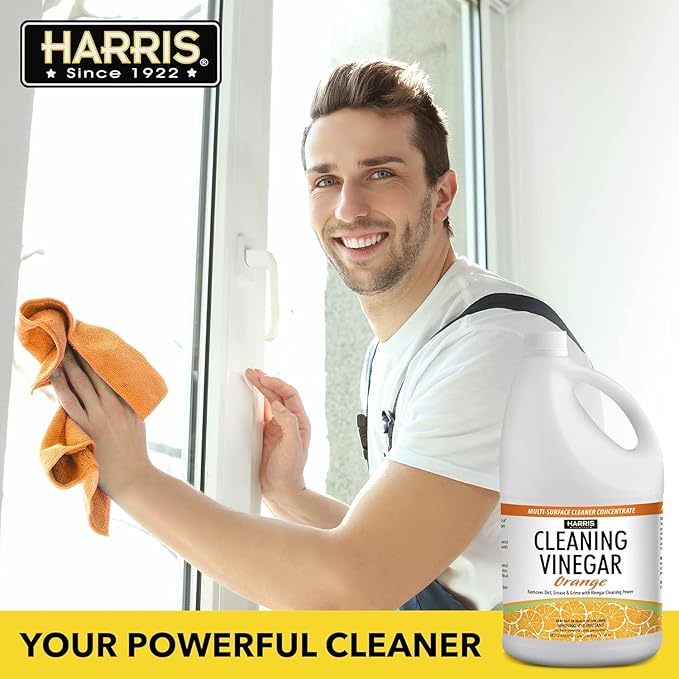 Harris Multi-Purpose White Vinegar Household Surface Cleaner, Orange Scent, 128oz, Easy Pour Funnel Included