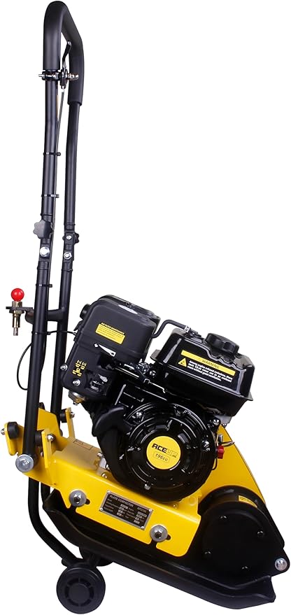 Aceup Energy Plate Compactor 6.5HP 196cc Gas, 21x14.6inch Plate 2700lbs Gas Compaction Force 5500VPM, Ground Compactor Tamper Pavement Compaction Rammer with Wheel