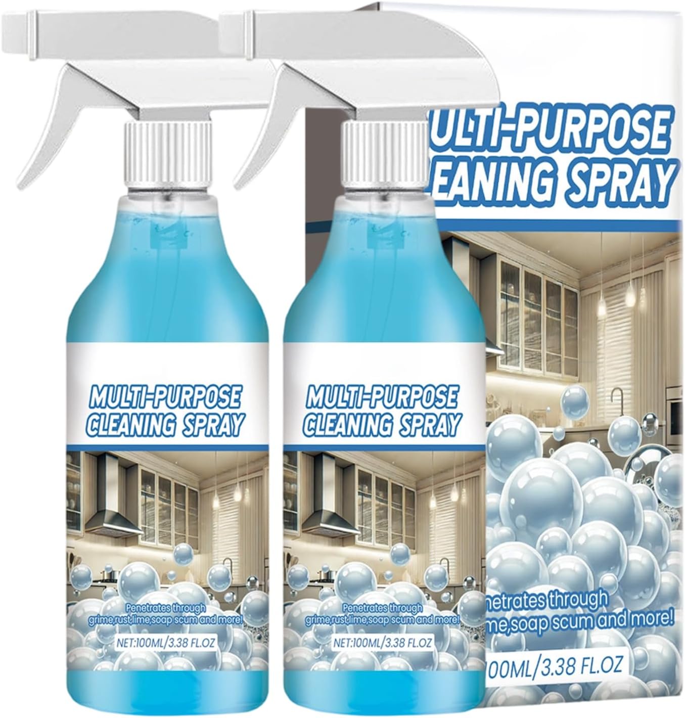 Spray Splash Cleaner, 2026 New Multi Purpose Cleaning Spray, Upgraded Foam Sprays for Ovens, Powerful Degreaser Sprays for Kitchen, Convenient Handheld Cleaner for Home Family (2PCS)