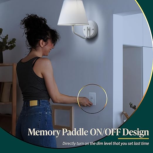 TOPGREENER Dimmer Light Switch, LED Slide Dimmer Switch,for 300W Dimmable LED/CFL Lights and 600W INC/HAL Bulbs, Single Pole/3-Way, Wall Plate Included, UL Listed, White, 5 Pack