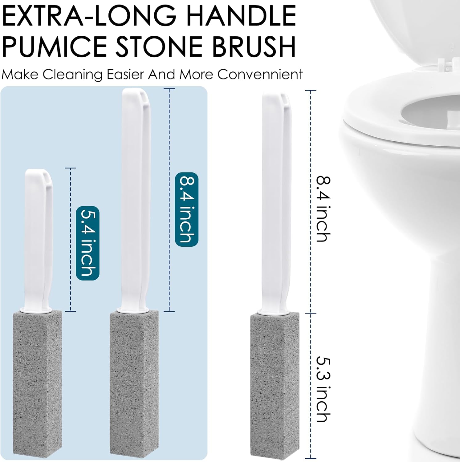 12 Pack Pumice Stone Toilet Bowl Cleaner with Extra Long Handle, Pumice Stone for Toilet Cleaning Toilet Stain Remover Heavy Duty Pumice Toilet Scrubber Brush Removes Hard Water Stains Limescale