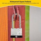 HOX Keyed-Alike Padlocks w/ 2” Long Hardened Shackle, 1-9/16” Wide Body, 6-Pack Shackle Padlock for Hasp Latch, Shed, Fence, Storage Locker