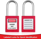 Red Lockout Locks Set - 10pcs, 2 Keys Per Lock, OSHA Compliant, Safety Padlocks for Electrical LOTO Kits