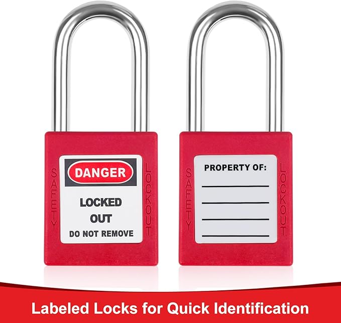Red Loto Locks - 5pcs Keyed Different, 2 Keys Per Lock, OSHA Compliant Safety Padlocks for Electrical Lockout Tag Out Kits