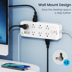Surge Protector Power Strip with USB Ports, 14 AC Outlets with 4 USB Ports (1 USB C), 5 Feet Extension Cord with Multiple outlets, 1875W/15A, One Touch Switch Button, Wall Mountable for Home, Office