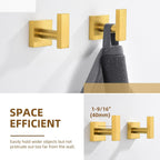 Angle Simple Towel Hooks for Bathroom, SUS 304 Stainless Steel Square Robe Coat Wall Hooks, Hand Towel Holder, Brushed Gold, 2 Pack