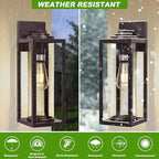 16inch Large Outdoor Wall Lights 2 Packs - Oil Rubbed Bronze Exterior Light Fixture with Clear Glass Shade, Waterproof Porch Lighting for House, Farmhouse Sconces Lantern for Front Door, Garage