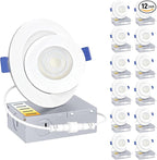 Ensenior 12 Pack 4 inch Gimbal Led Recessed Light with Junction Box, 90° Adjustable Directional Eyeball Lighting, Dimmable, 2700K/3000K/3500K/4000K/5000K, 900LM, 9W=100W-FCC Certified