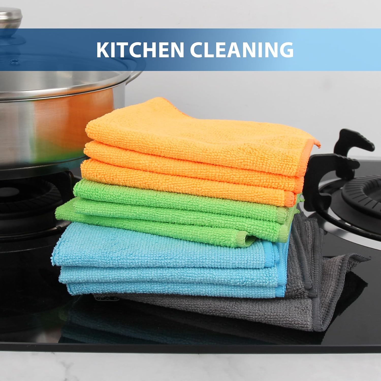 Tricol Clean 12 Pack Microfiber Cleaning Cloth 11.8x11.8inch - Streak-Free, Reusable Wipes for Glass, Kitchen, Car, Dusting - Absorbent & Lint-Free(Mixed 4 Colors 02, 11.8 x 11.8 in)