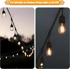 15 Pack Replacement Bulbs for String Lights, 2W S14 Shatterproof Waterproof LED Outdoor Light Bulbs, 2700K Soft White, E26 Base, AC120V, Not Dimmable