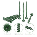 Wood Screws 2 inch, 700pcs Countersunk Self Tapping Screws #8 x 2, Carbon Steel, Against Rust and Corrosion Screw, Green Coated Exterior Wood/Deck Screws, Star Drive with Bit