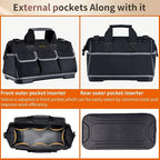 FASTECH 20-inch Wide Mouth Tool Bag with Water Proof Molded Base, Waterproof Tool Organizer Bag for Men with Adjustable Shoulder Strap (20INCH)