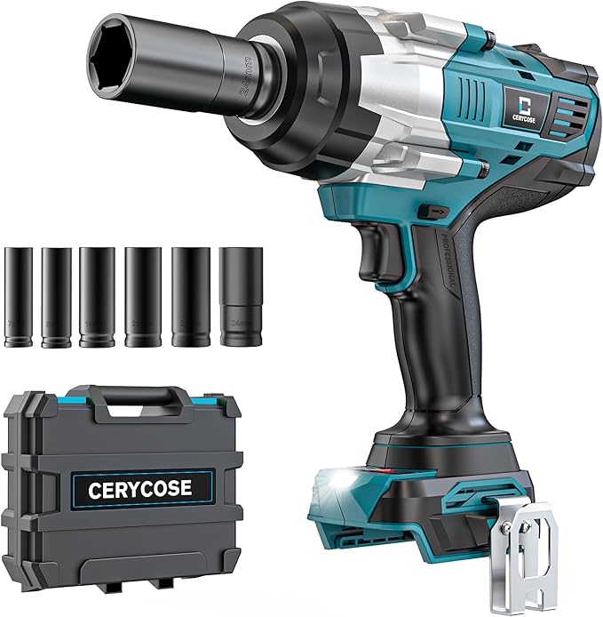 Cordless Impact Wrench 1/2 inch for Makita Battery: 1700FT-LBS High Torque Impact Wrench Heavy Duty Tool - Brushless Electric Impact Gun Includes LED Work Light with 6 Sockets