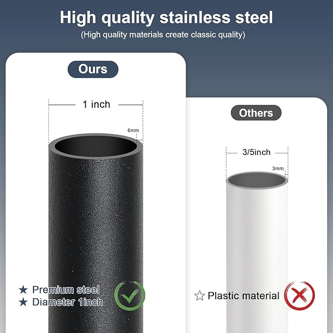 DIIG Sliding Door Security Bar 2packs, 17.7-50.5inch Adjustable Locking Window Safety Bar with Rubber Tips,Diameter 1inch Window Security Bar for Home Apartment (Black 2Packs)