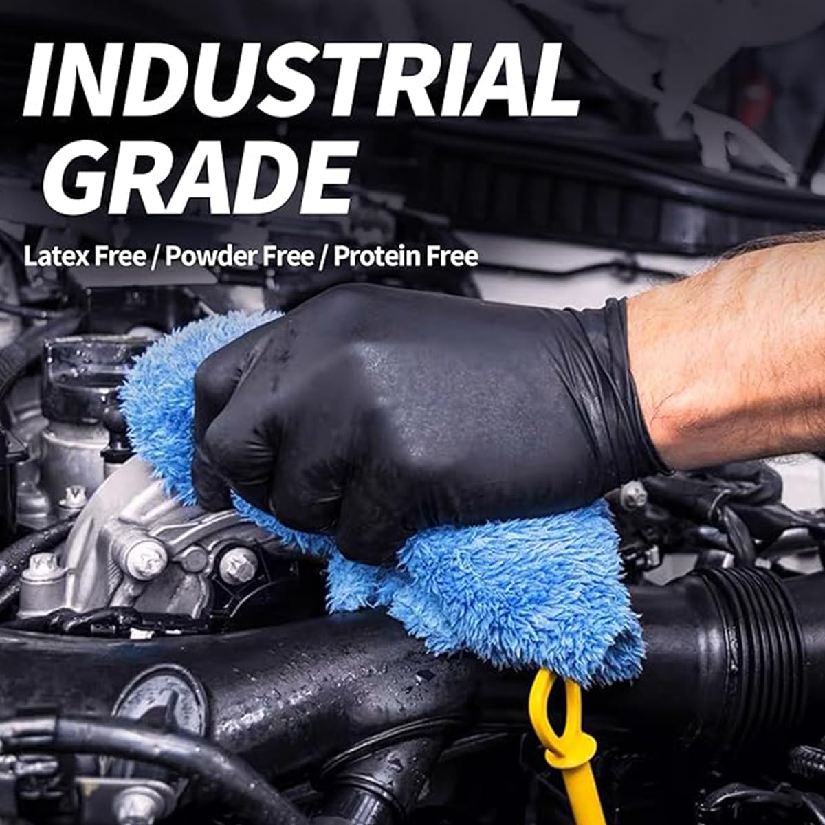 Jointown Vinyl Exam Gloves- 4 mil Safty Glove Latex-Free & Powder-Free, SGBE 8003 Synmax Disposable Medical Glove Large (2 Boxes of 100, Black)