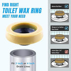 Toilet Wax Ring 2 Pack, Wax Ring for Toilet Base with Polyethylene Flange for 3 Inch or 4 Inch Floor-Mounted Toilet Drain Pipe