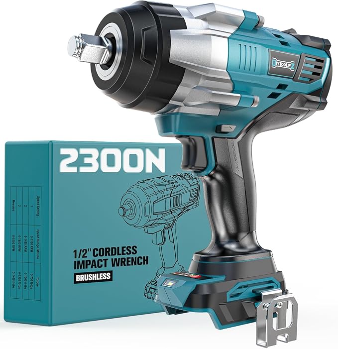 Cordless Impact Wrench 1/2" Compatible with Makita 18V Battery, 1700 Ft-lbs High Torque Impact Driver, Electric Impact Gun with 4 Speed Modes & LED Light for Car, Truck, Mower(Bare Tool)