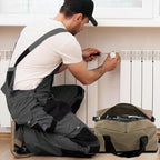 Small Tool Bag,Close Top Wide Mouth Tool Organizer Bag,Large Capacity Tool Bags for Men,Canvas Tool Storage Bag for Storage Handbag for Screwdrivers,Wrench,Pliers Hand Tools (Khaki, 12 Inch)