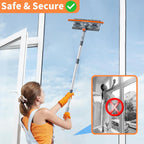 6.4FT Extendable 2-in-1 Window Squeegee & Scrubber with Long Handle, 180° Adjustable Head, Streak-Free Silicone Blade, Multi-Purpose Glass Cleaning Tool for High Windows, Mirrors & Car Windshields