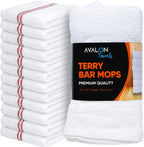 Avalon Towels Terry Bar Mop Towels (Value Pack of 12) Size 16"x19" – Absorbent and Durable, Multipurpose Cleaning Rags, Cotton Cleaning Cloths, Terry Cloth Rags, Reusable Shop Rag