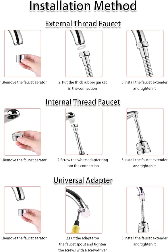 Kitchen Faucet Sprayer Attachment, Movable Faucet Extender for Kitchen Sink, 360° Rotatable Sink Faucet Head Anti-Splash Tap Booster Shower and Water Saving Faucet for Kitchen