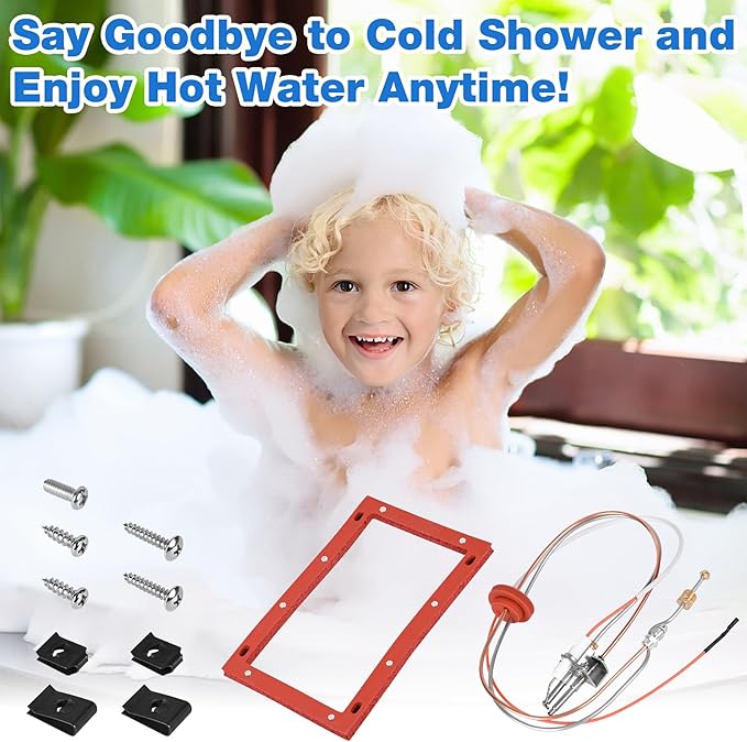 Upgraded SP20075 Pilot and Igniter Assembly Replacement Kit Compatible with Rheem, GE, Richmond Water Heater Pilot Assembly Natural Gas Water Heater Parts Including Burner Door Gasket