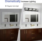 Black Bathroom Light Fixtures 24W Wall Light for Mirror 27 Inch Vanity Lighting Fixtures over Sink 4 Light LED Vanity Lamp Modern over Mirror Light Fixture Acrylic LED Light Bar for Bathroom Restroom