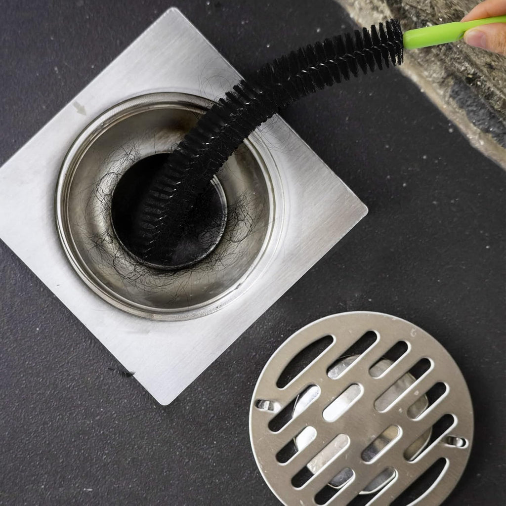 Sewer Drain Brush, Drain Clog Remover, 17inch Flexible Long Pipe Snake Hair Clogs Catcher Cleaner Tool for Toilet, Kitchen Sink, Sewer Drain, Bathroom Tub